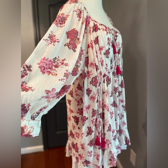 Free People Carmella Mini Floral Boho Cotton Dress Pink Florals - Picture 5 of 16